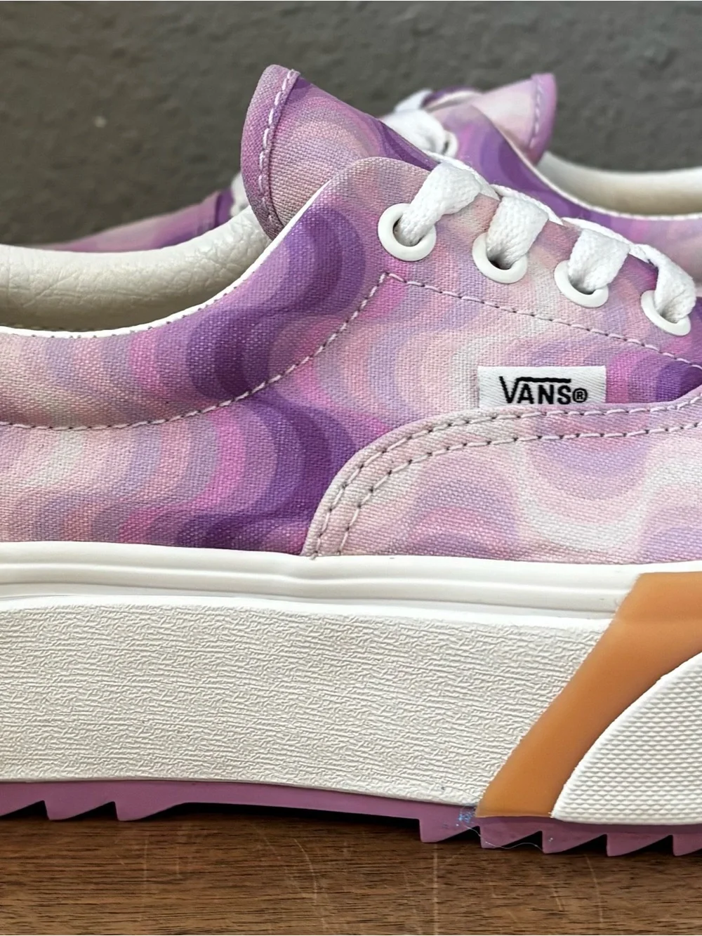 Vans Pink & Lavender Wave Pattern Platform Sneakers 7.5